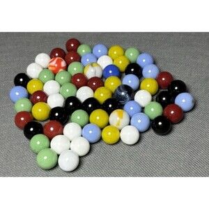 Vintage Marbles Mixed Lot Of 67-SoME UV-Swirls& Solid Colors-Marbles